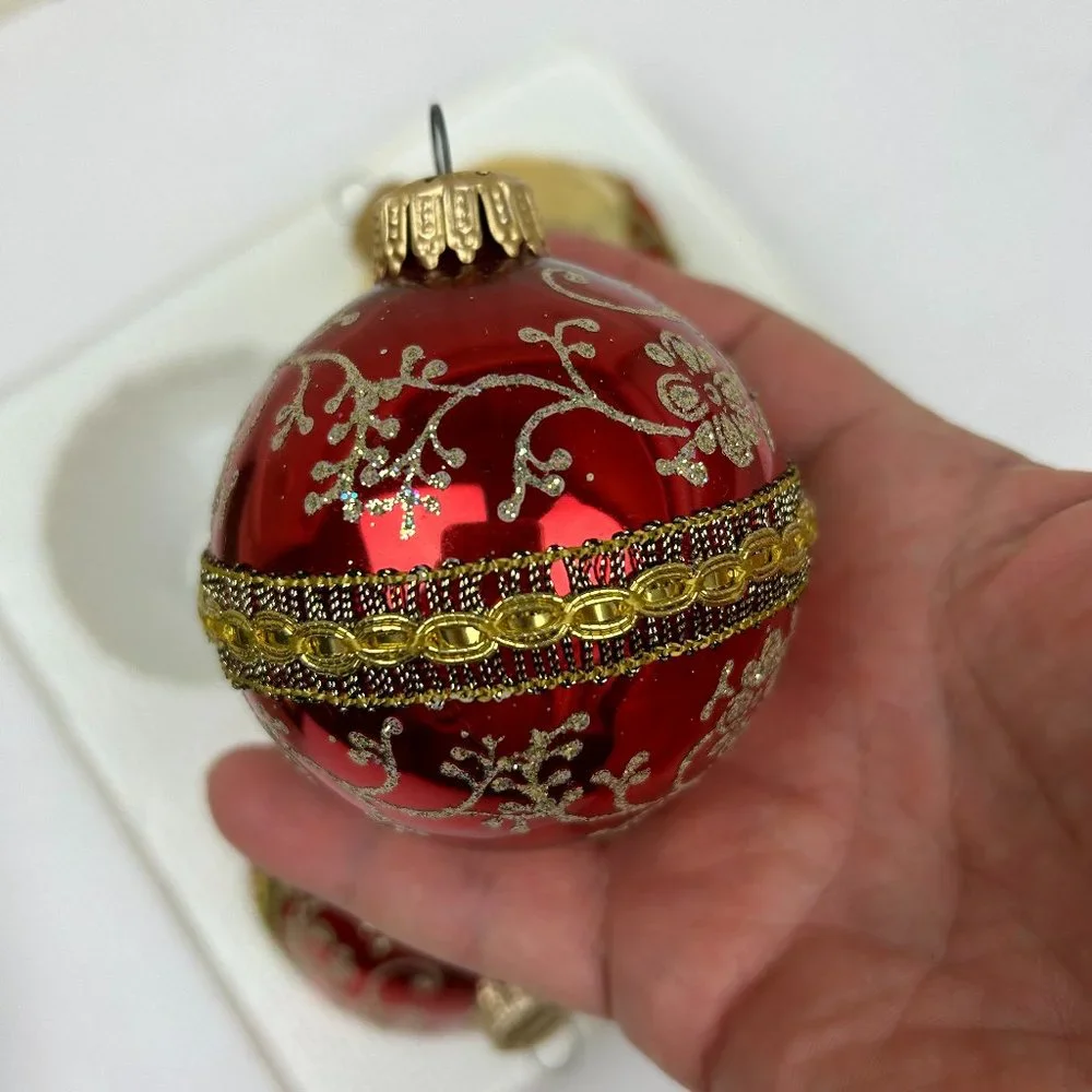 Vintage Christmas by Krebs 4 Glass Christmas Tree Ornaments -Collectible Sparkly